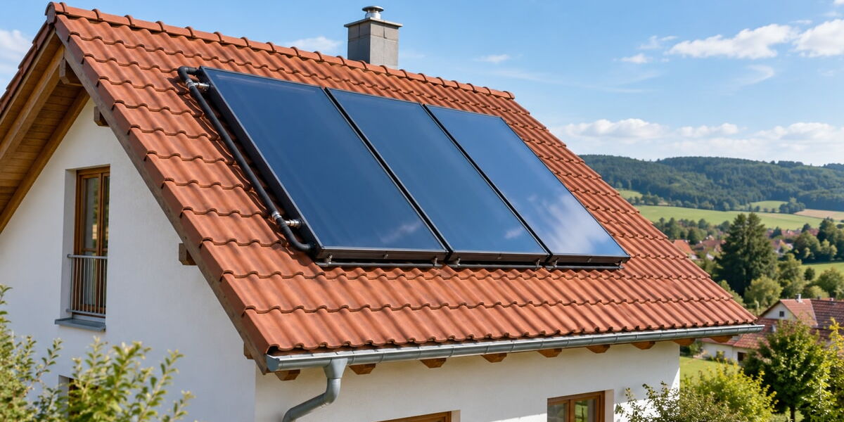 Solarkollektoren auf einem Satteldach