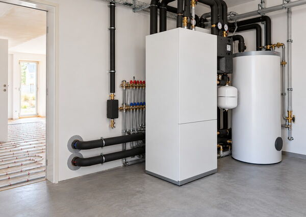 Sole-Wasser-Wärmepumpe im Hauswirtschaftsraum