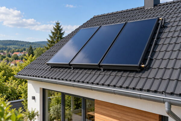 Solarthermie-Kollektoren auf einem Dach